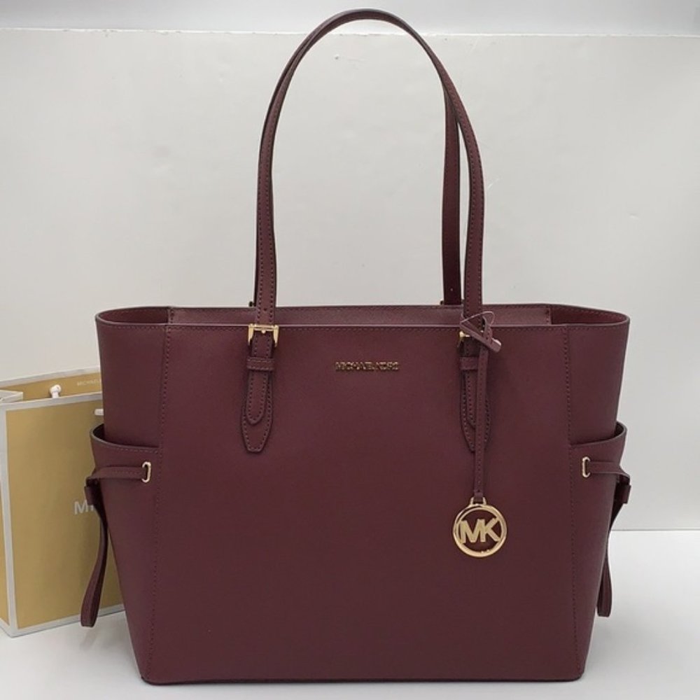 Michael Kors Gilly Large Drawstring Travel Tote Leather OXBLOOD Color - Picture 2 of 14